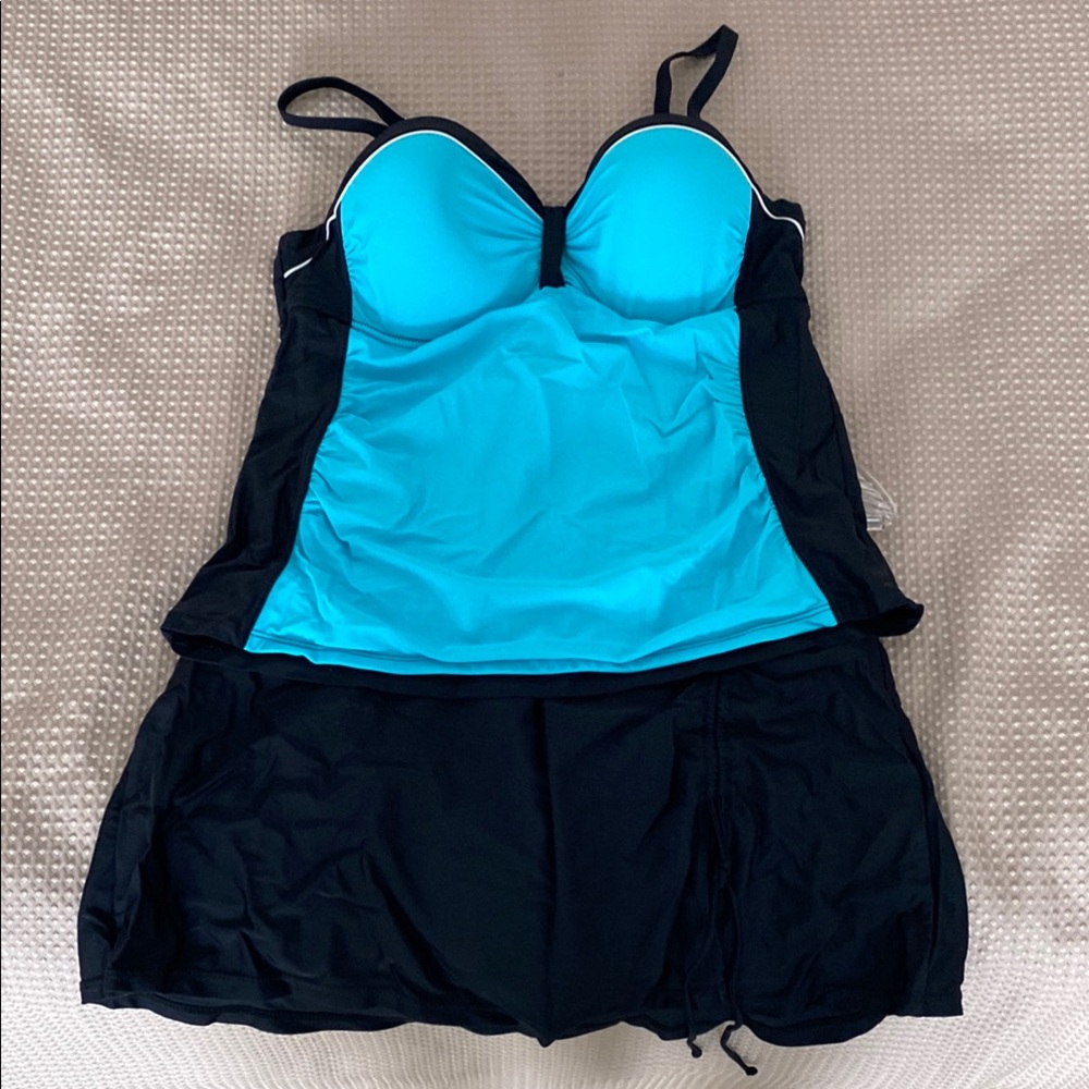 Aqua and Black Women's Swimwear